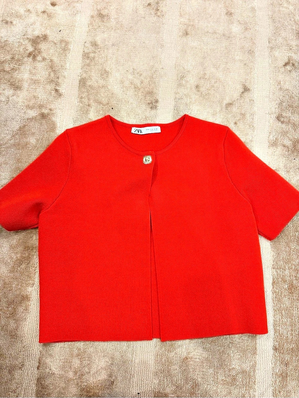 Zara Red Short Sleeve Sweater Size Medium Like New